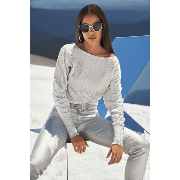 Boston Proper metallic coated ankle skinny jean pant Sz 4 - Picture 2 of 10